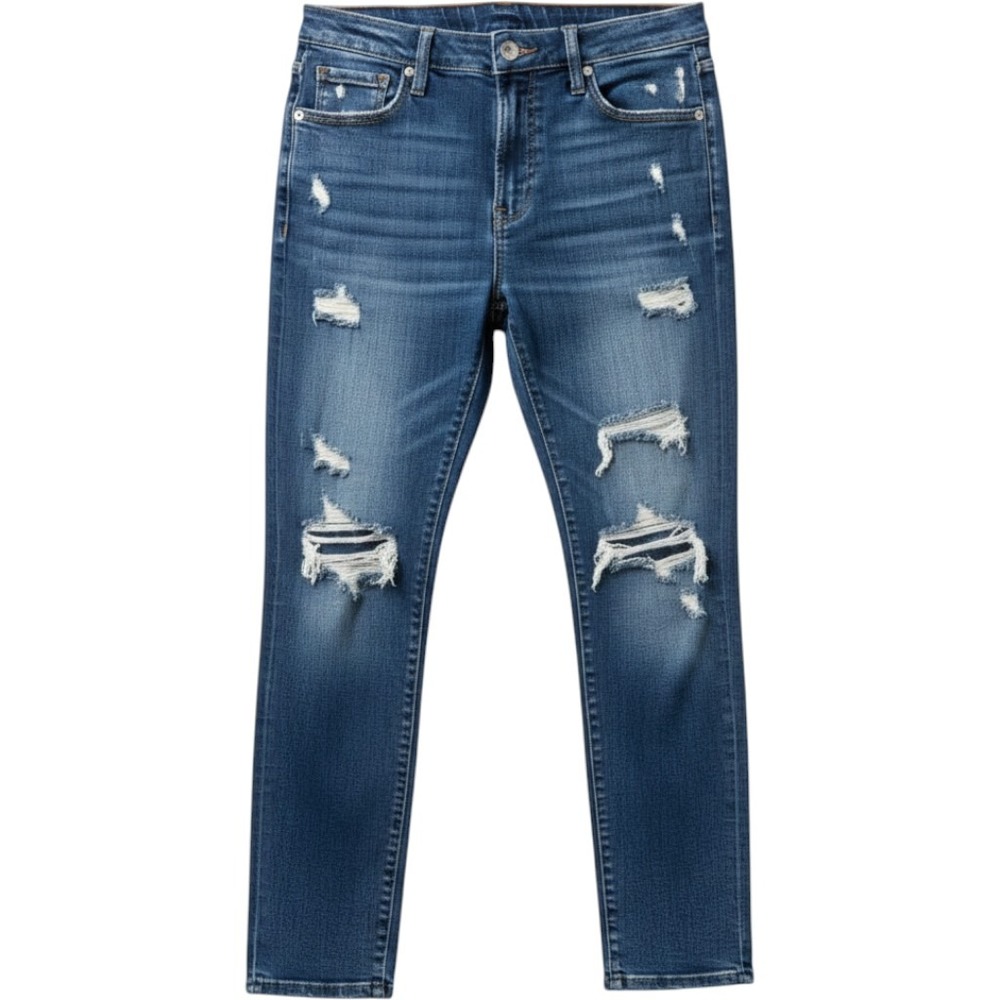American Eagle Dream Jean High Rise Distressed Blue Denim Size 14 Regular